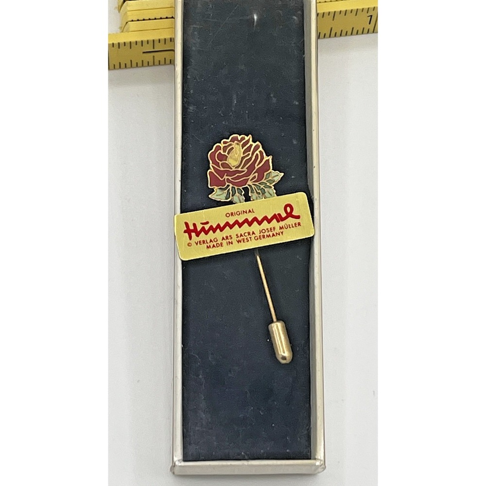 Vintage Hummel Red Rose Silver Plated Stick Pin Lapel Valentine's Day Gift